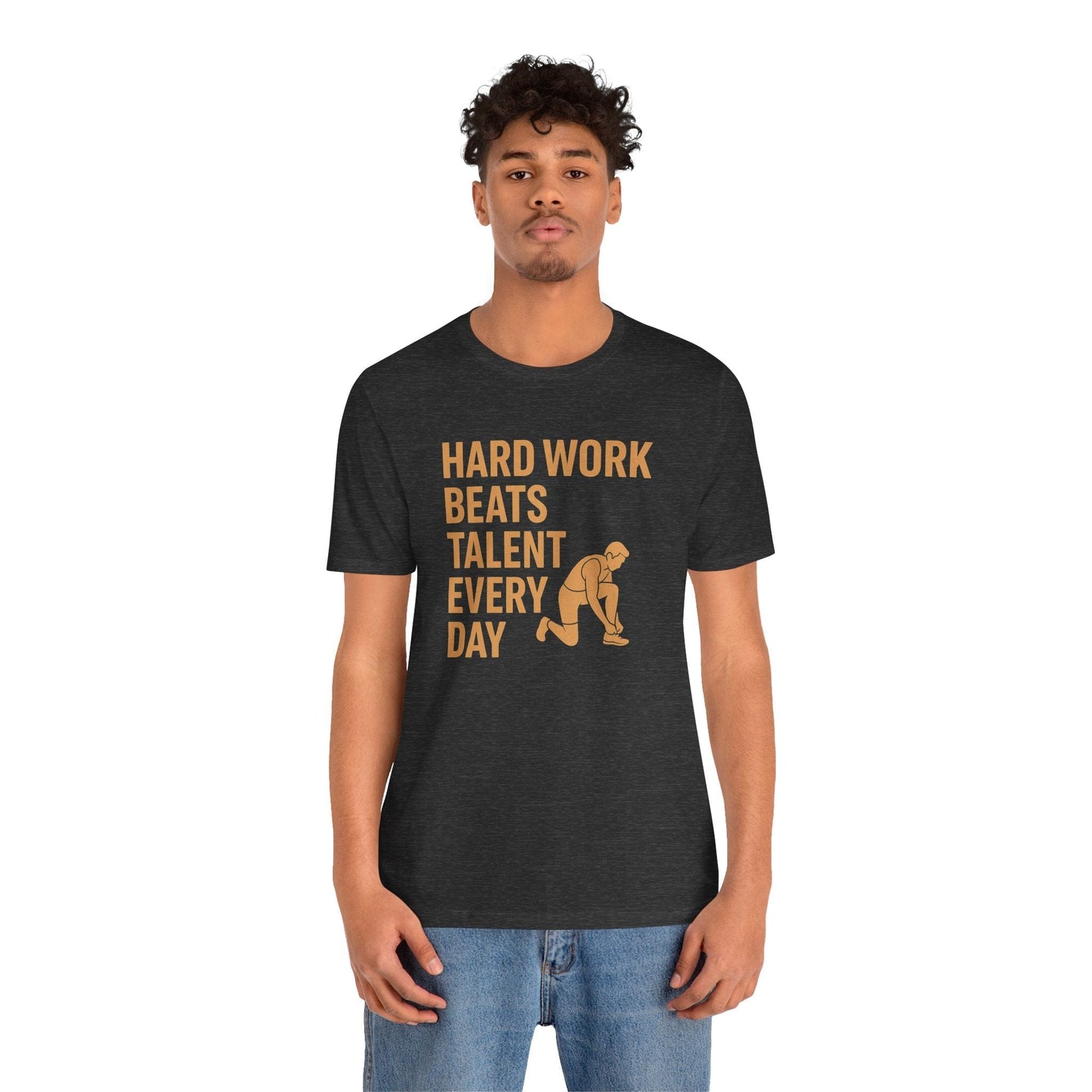 Hard Work Beats Talent Shirt – Grit-Fueled Male Runner Tee