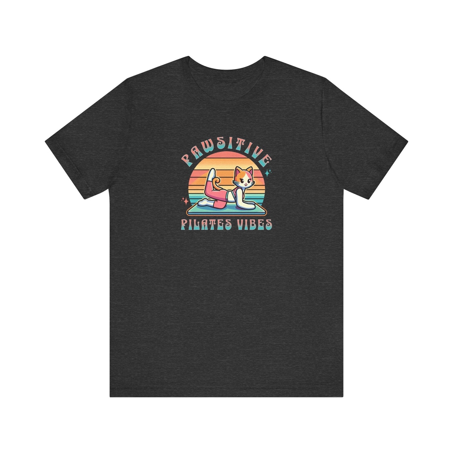 Pawsitive Pilates Vibes Cat T-Shirt – Retro Cute Tee