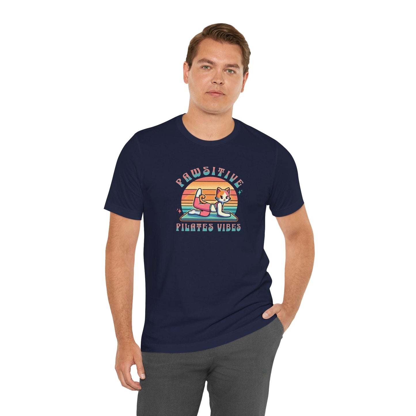 Pawsitive Pilates Vibes Cat T-Shirt – Retro Cute Tee