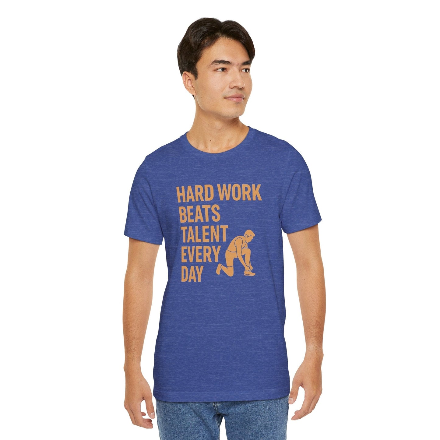 Hard Work Beats Talent Shirt – Grit-Fueled Male Runner Tee