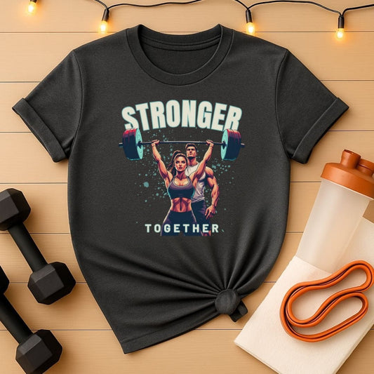 Stronger Together – Female Powerlifter Couple Tee