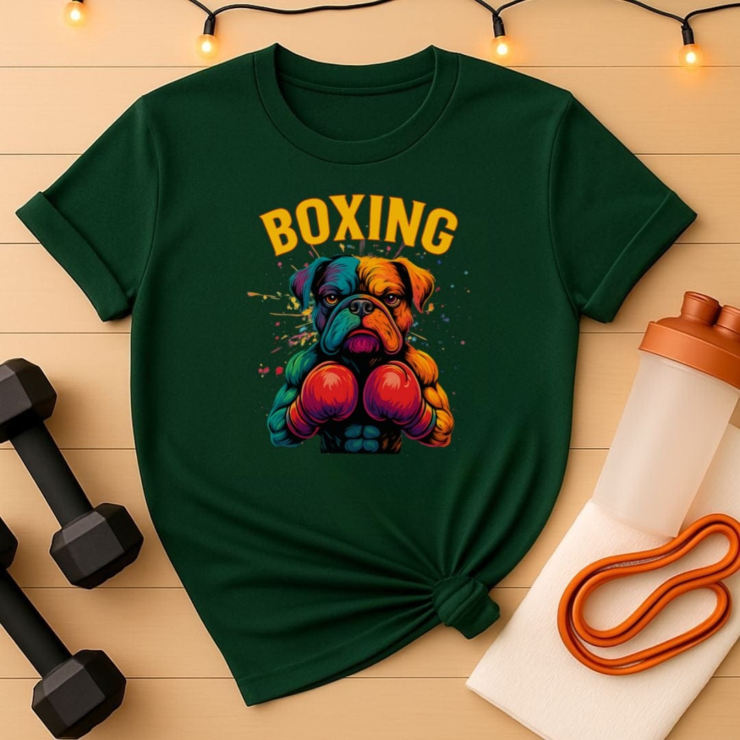 Boxing Bulldog Unisex Tee - Colorful Dog Fighter Gym Shirt