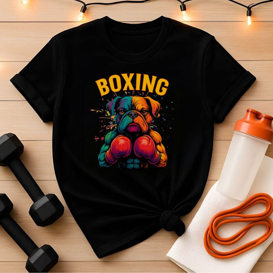 Boxing Bulldog Unisex Tee - Colorful Dog Fighter Gym Shirt