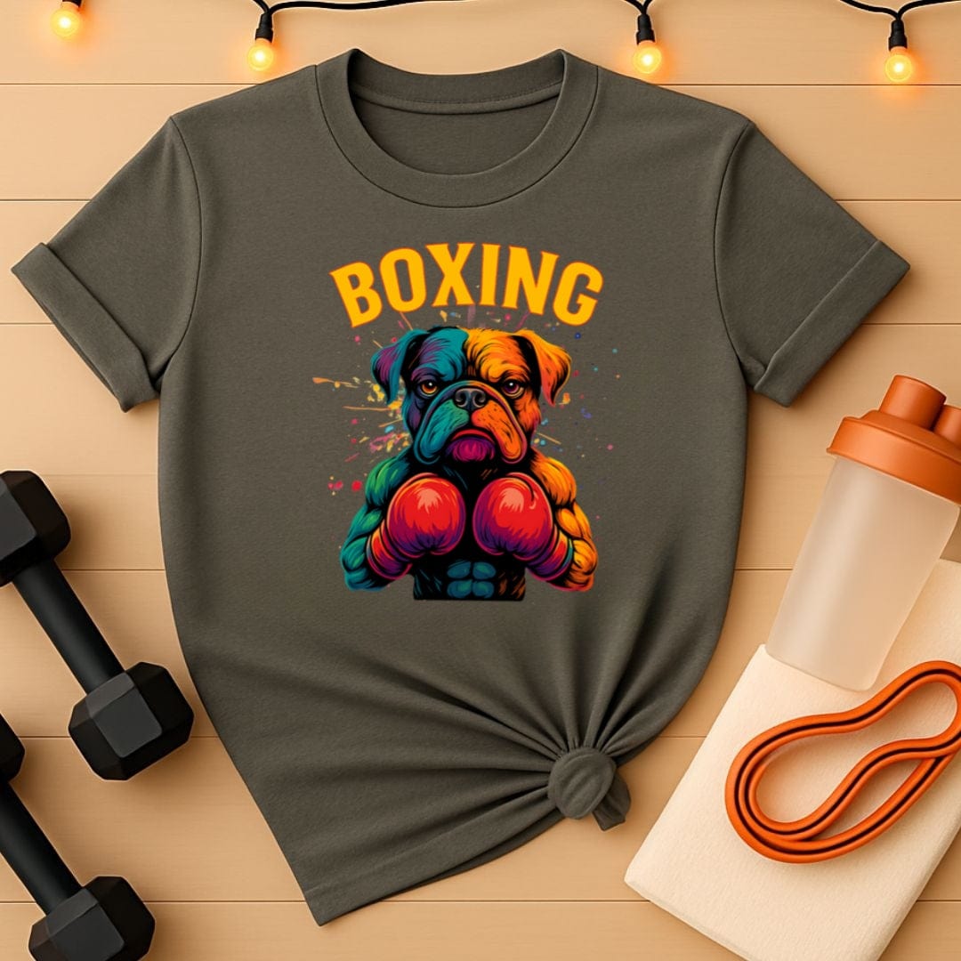 Boxing Bulldog Unisex Tee - Colorful Dog Fighter Gym Shirt