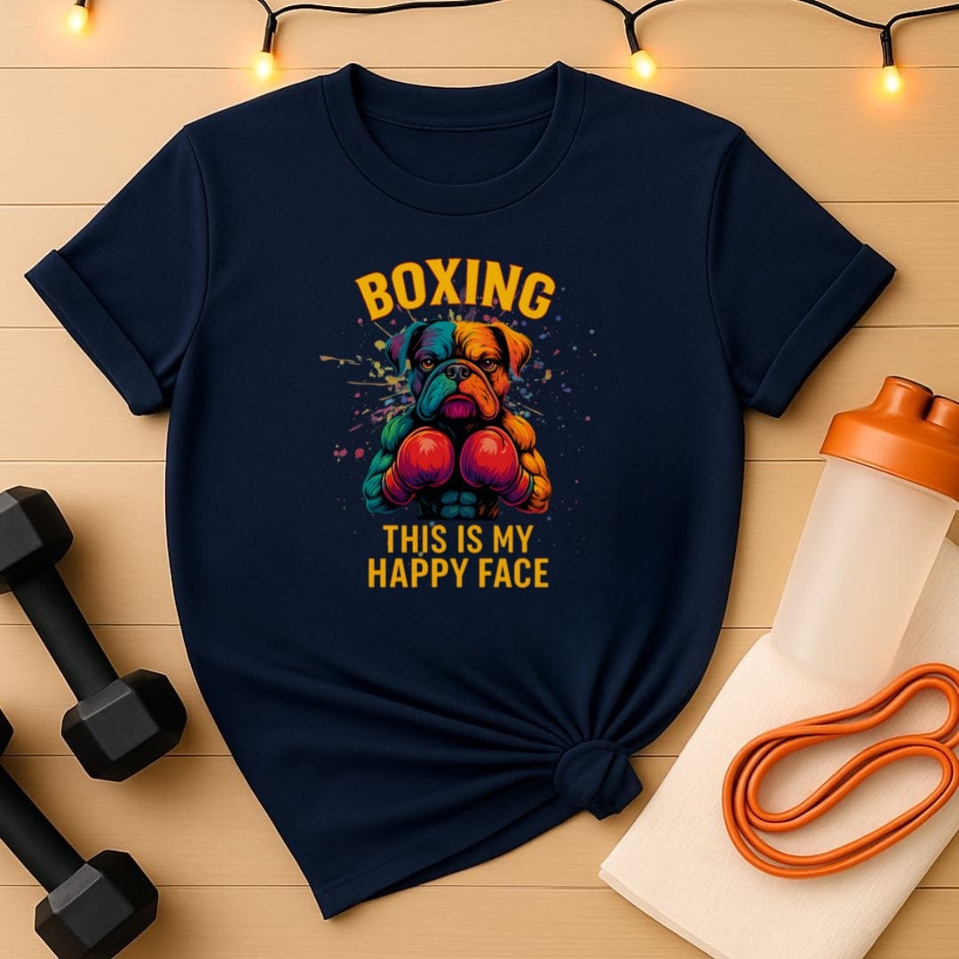 Boxing Bulldog Unisex Tee - Funny Happy Face Gym Shirt