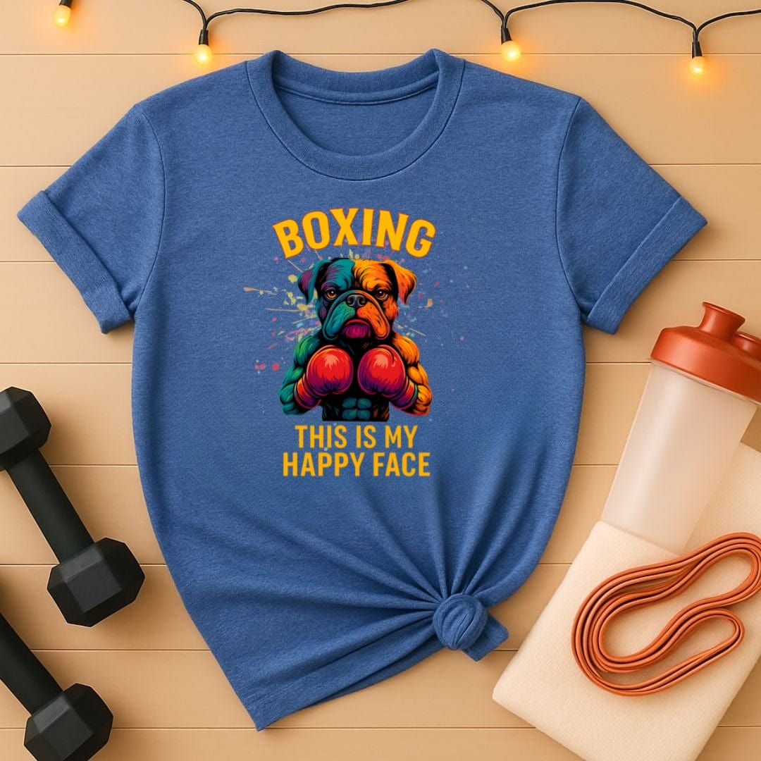 Boxing Bulldog Unisex Tee - Funny Happy Face Gym Shirt