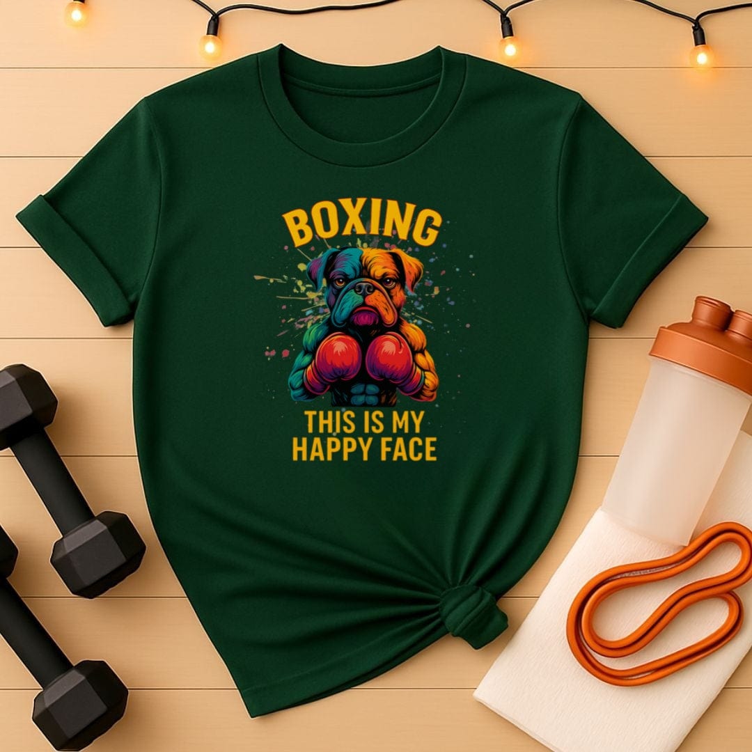 Boxing Bulldog Unisex Tee - Funny Happy Face Gym Shirt