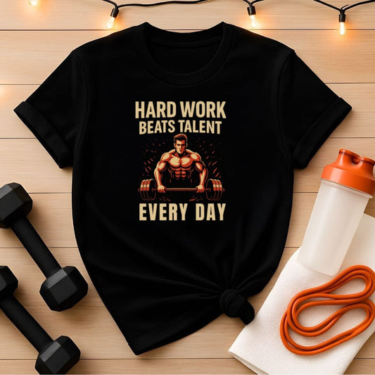 Hard Work Beats Talent Shirt – Motivational Powerlifting Tee