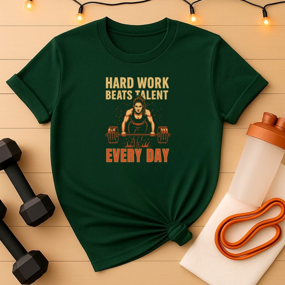 Hard Work Beats Talent Shirt – Female Powerlifter Tee