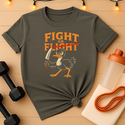 Fight or Flight Shirt - Fierce Ostrich with Knife
