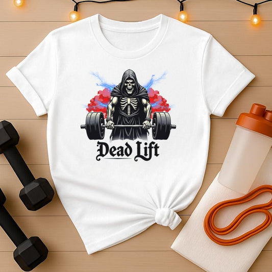 Dead Lift T-Shirt - Red Storm Cloud Edition | Grim Reaper Powerlifting Shirt