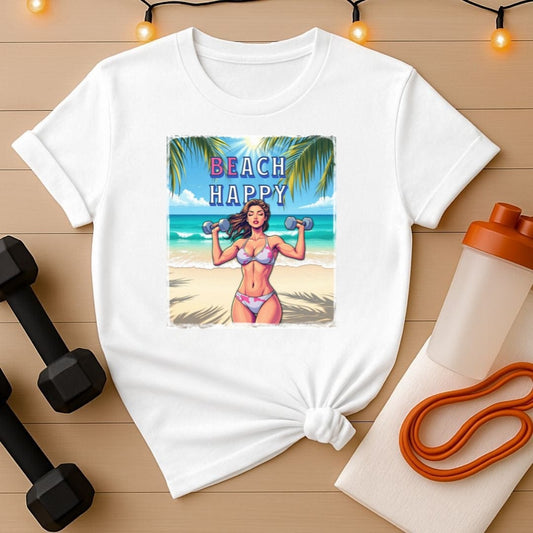Beach Happy Shirt - Be Happy Bikini Gym Babe