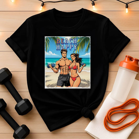 Beach Happy Couple Shirt - Be Happy in Love & Fitness