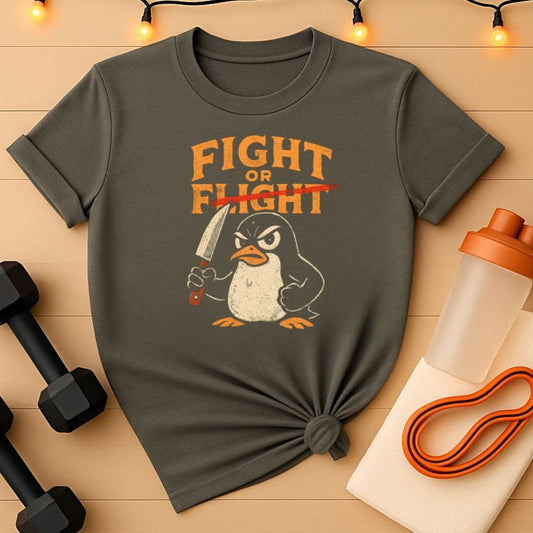 Fight or Flight Shirt - Angry Penguin with Knife