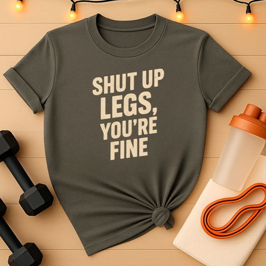 Shut Up Legs You're Fine T-Shirt - Minimalist Leg Day Gym Tee