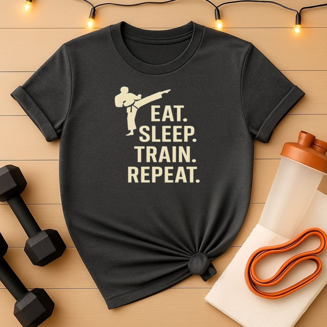 Eat Sleep Train Repeat MMA T-Shirt - Martial Arts Discipline Tee for Fighters