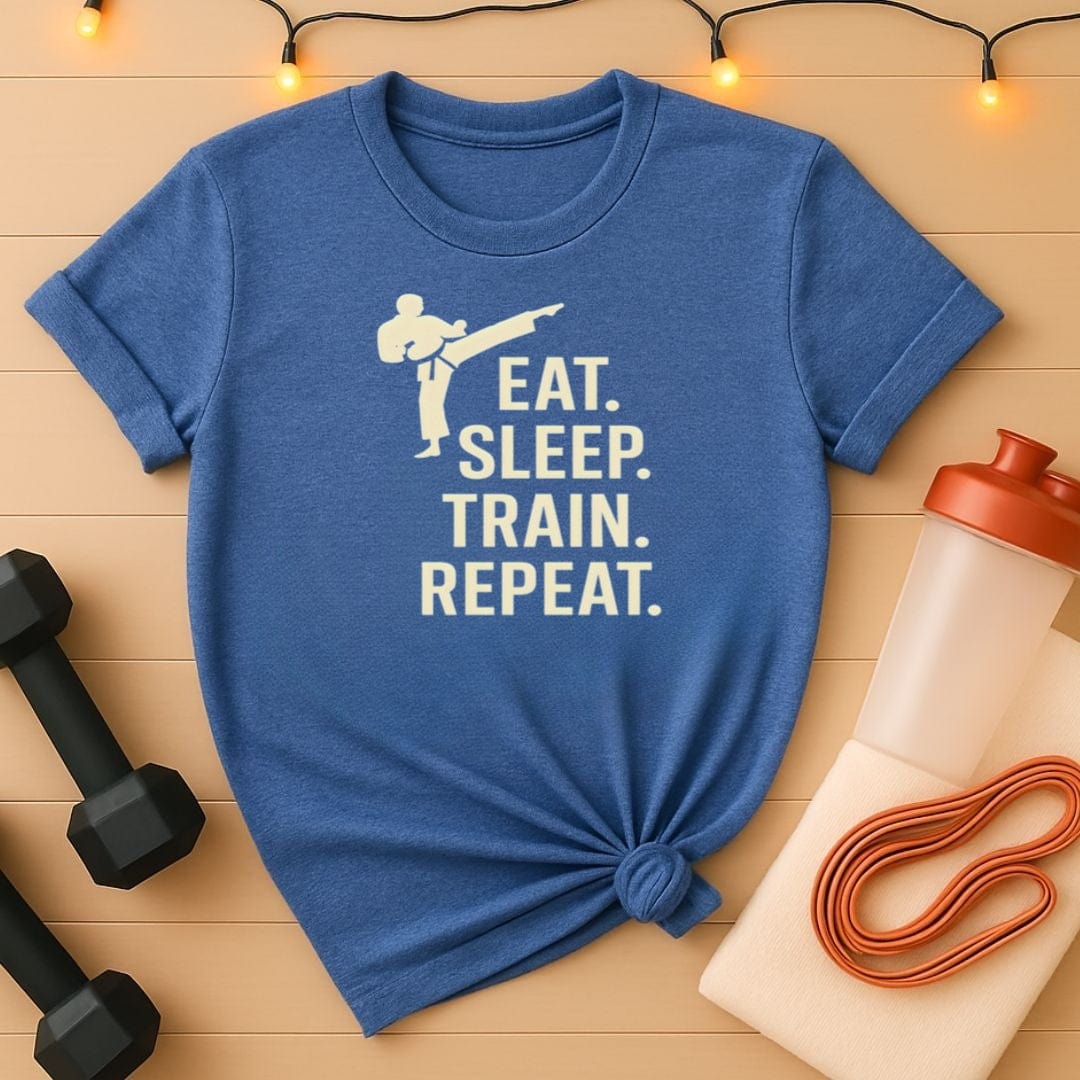 Eat Sleep Train Repeat MMA T-Shirt - Martial Arts Discipline Tee for Fighters