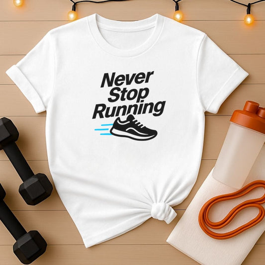 Never Stop Running T-Shirt - Motivational Runner Tee