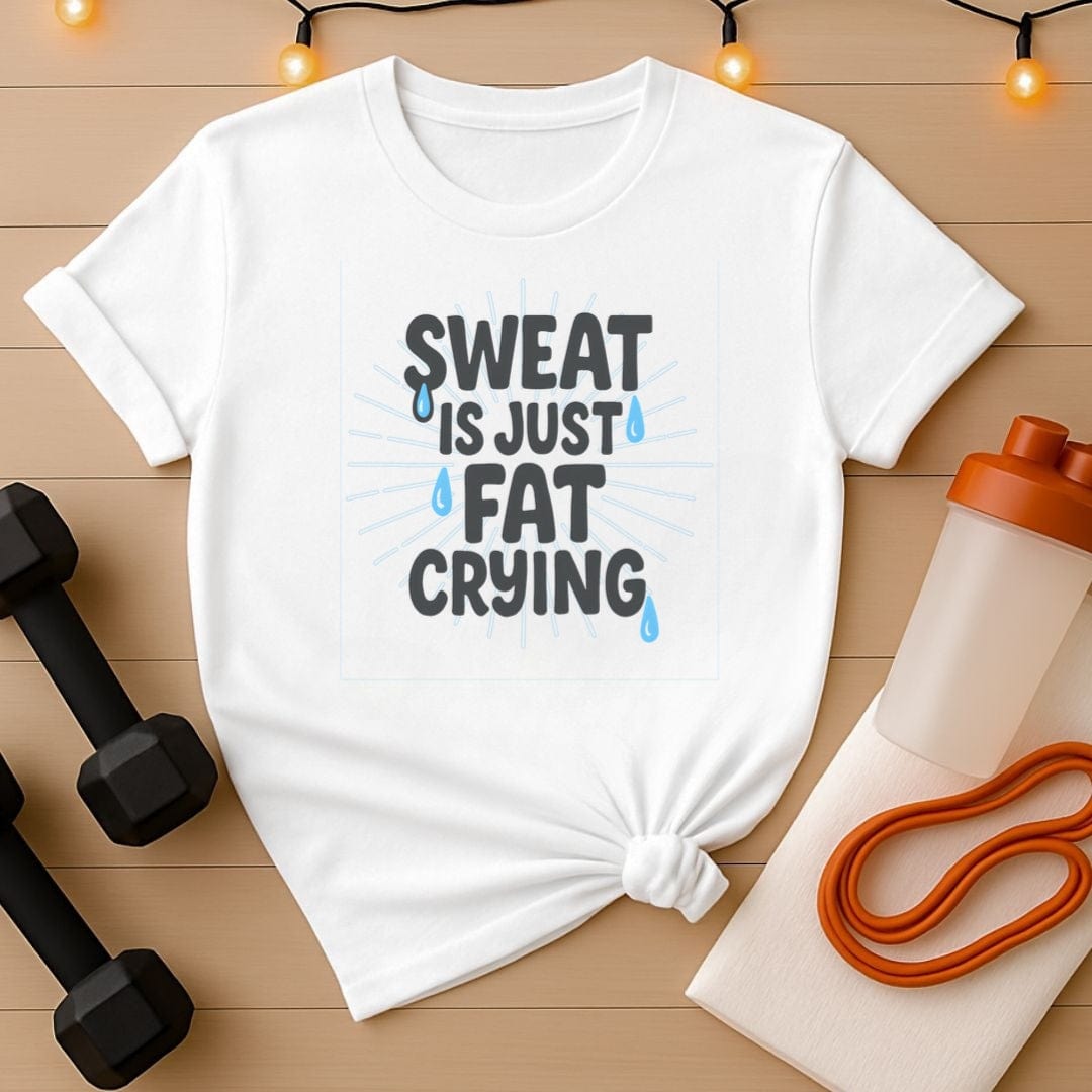 Sweat Is Just Fat Crying T-Shirt - Funny Gym Motivation Tee