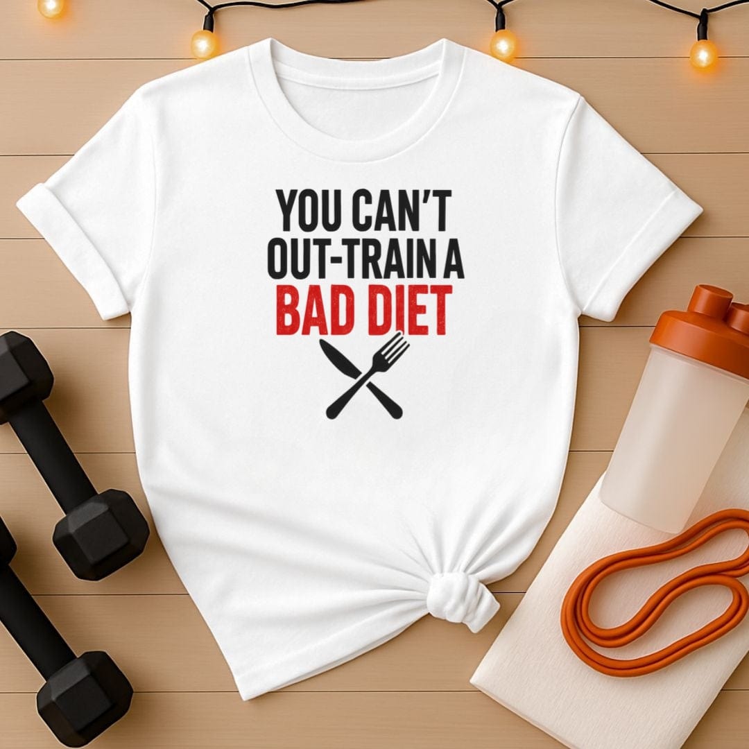 You Can't Out-Train a Bad Diet T-Shirt - Fitness Nutrition Accountability Tee