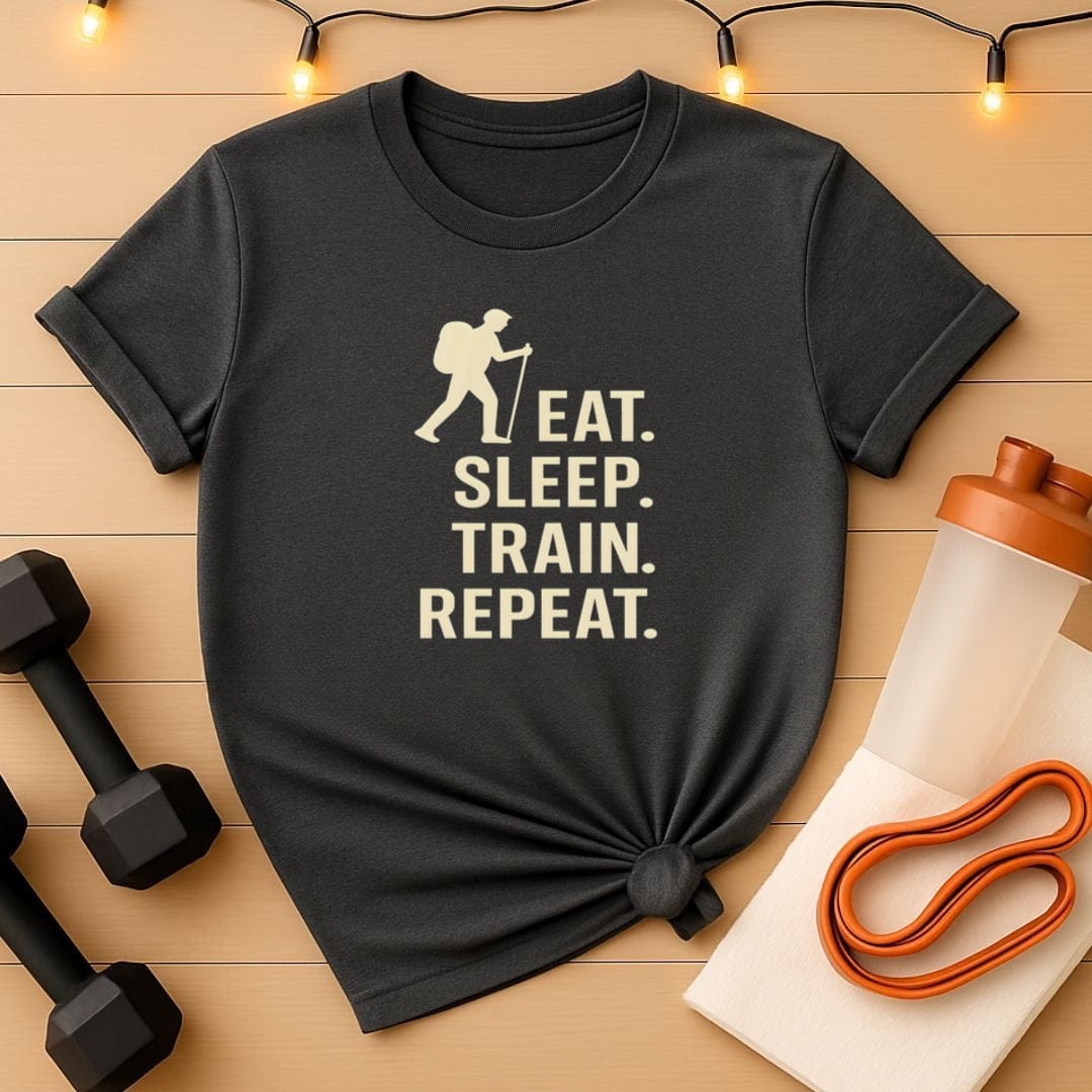 Eat Sleep Train Repeat Hiking T-Shirt for Outdoor Fitness Lovers