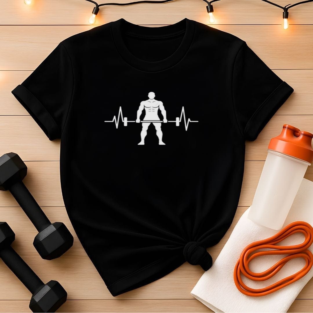 Heartbeat Lifter T-Shirt Male Sillouette - Gym Tee for Weightlifters