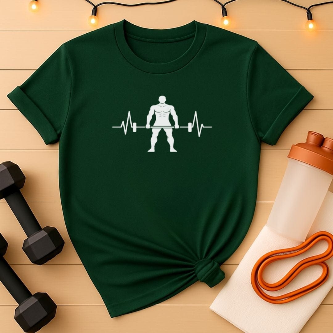 Heartbeat Lifter T-Shirt Male Sillouette - Gym Tee for Weightlifters