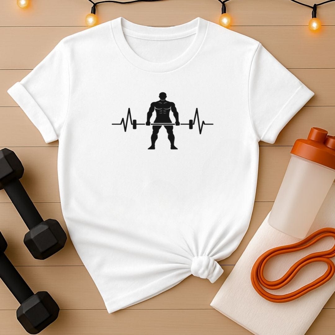 Heartbeat Lifter T-Shirt Male Sillouette - Gym Tee for Weightlifters