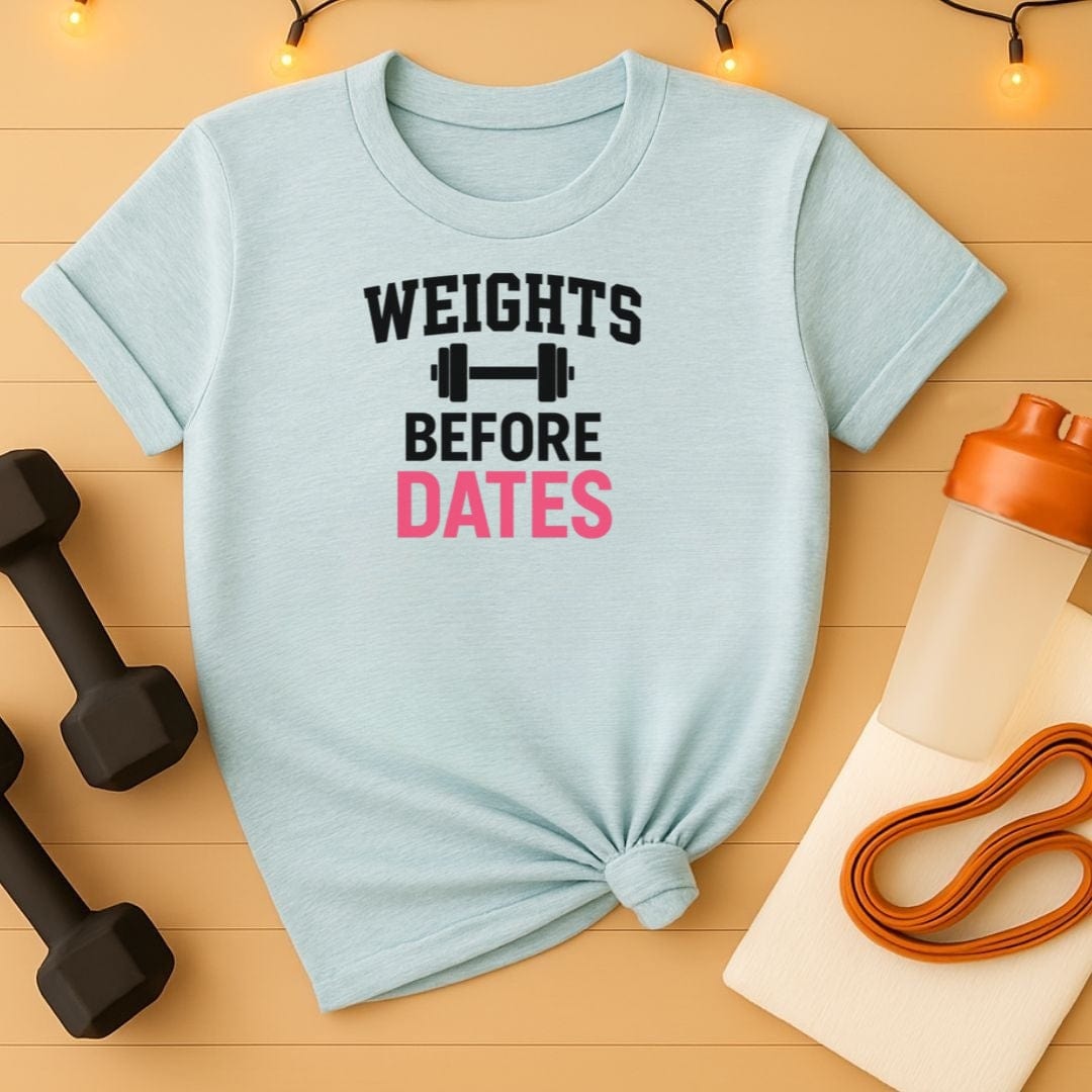 Weights Before Dates Women's Fitness Gym T-Shirt - Female Workout Motivation Top