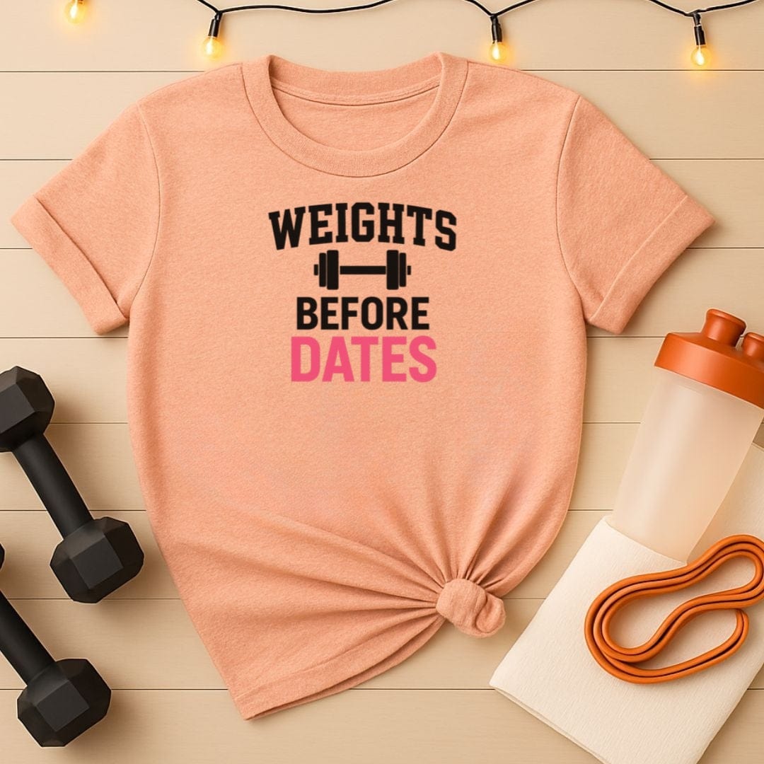 Weights Before Dates Women's Fitness Gym T-Shirt - Female Workout Motivation Top