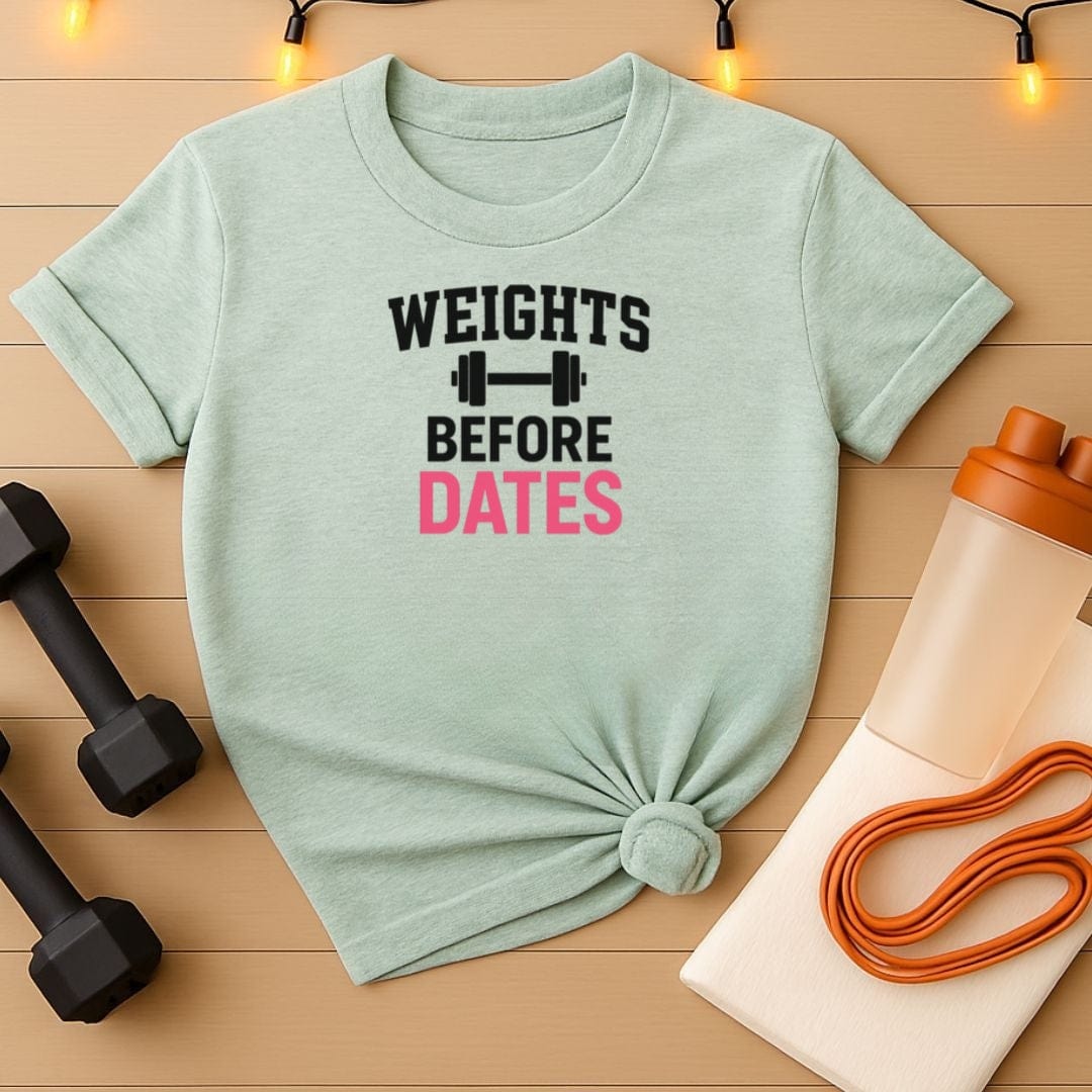 Weights Before Dates Women's Fitness Gym T-Shirt - Female Workout Motivation Top