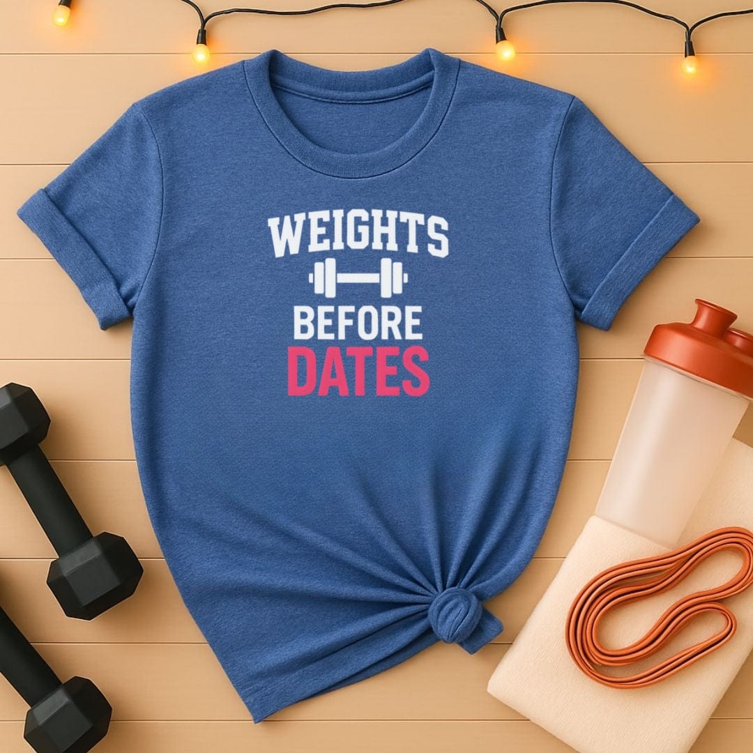 Weights Before Dates Women's Fitness Gym T-Shirt - Female Workout Motivation Top