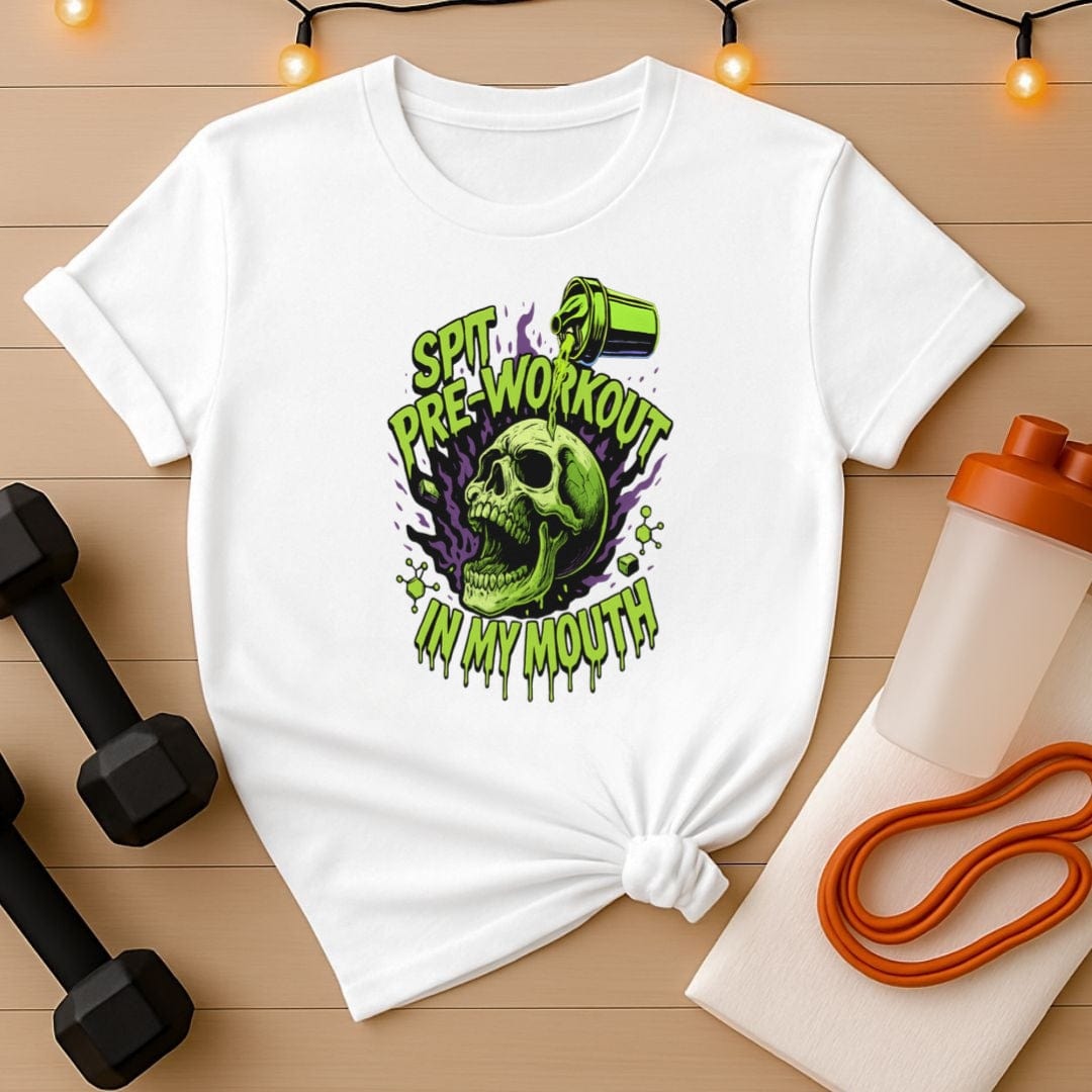 Get Some Pre-Workout Gym T-Shirt - Twisted Neon Green Skull