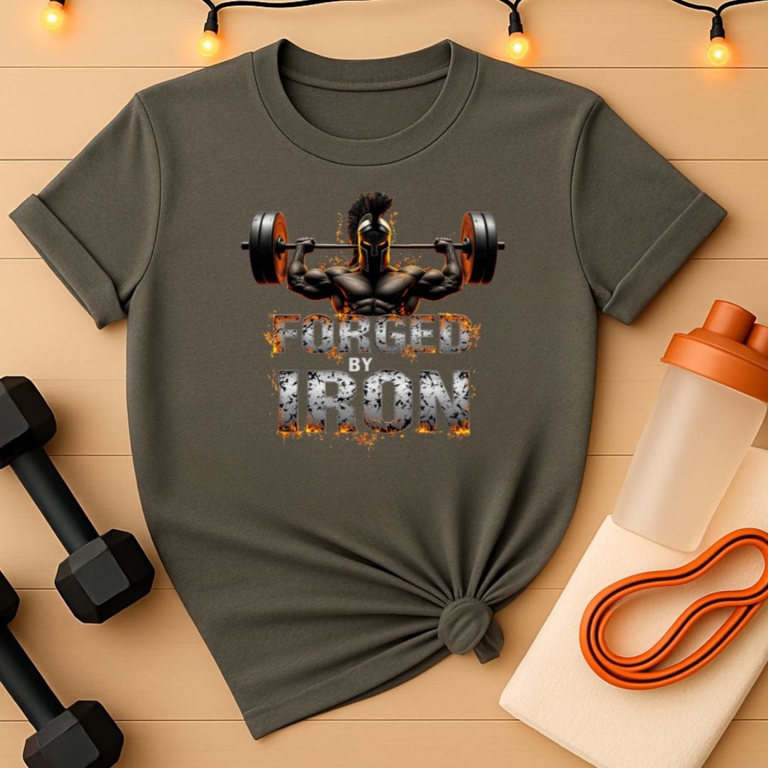 Forged by Iron Spartan Powerlifting Men's Gym T-Shirt