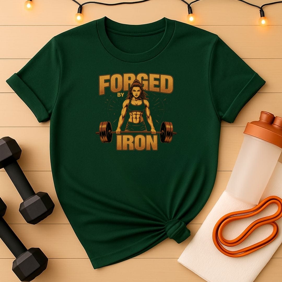 Forged by Iron Gym Tee - Women's Powerlifting Motivational T-Shirt