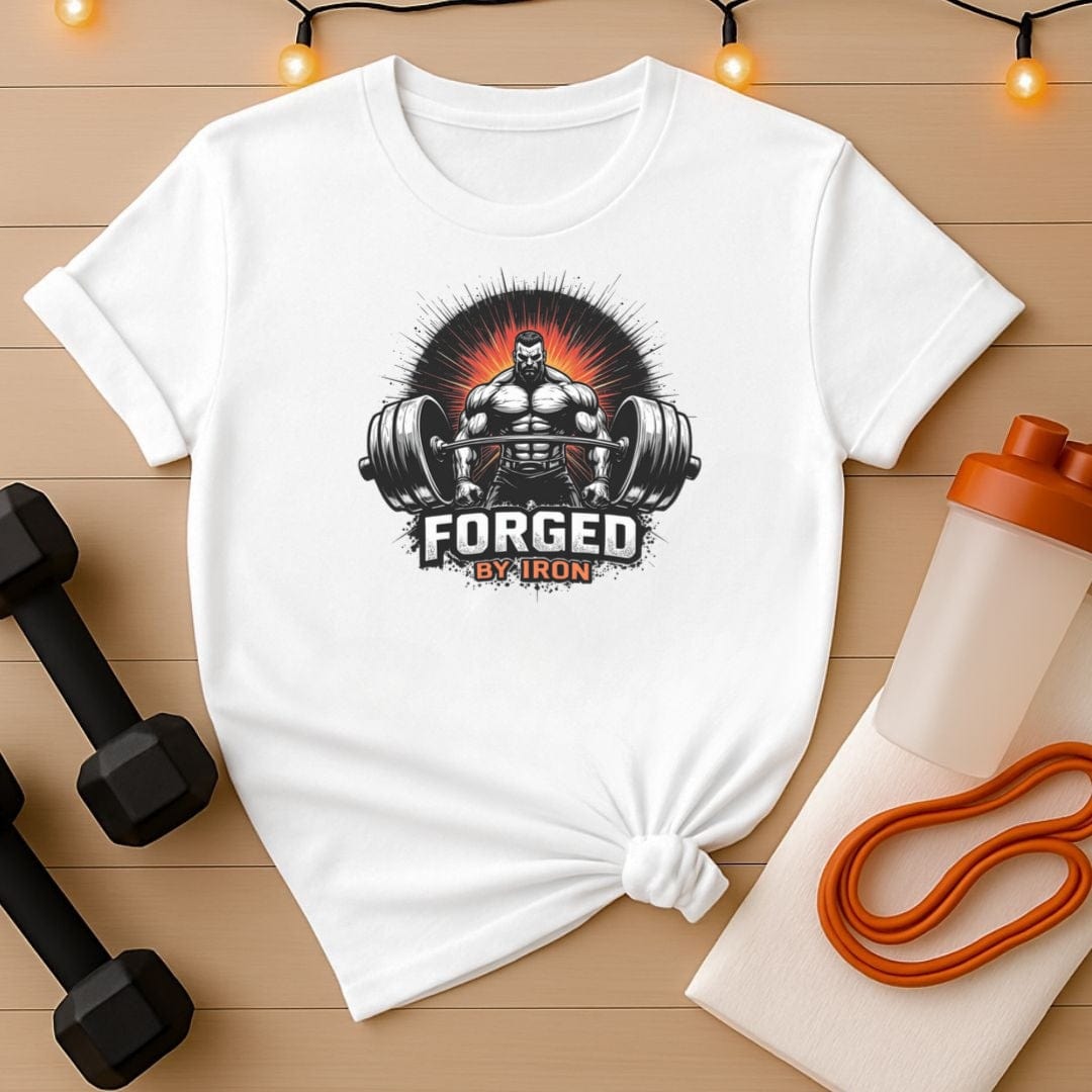 Forged by Iron Tee - Men's Powerlifting Motivational T-Shirt
