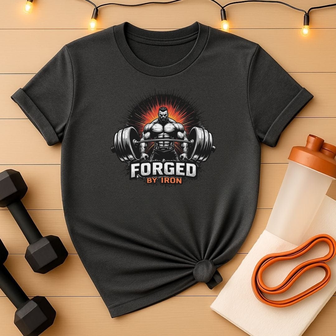 Forged by Iron Tee - Men's Powerlifting Motivational T-Shirt