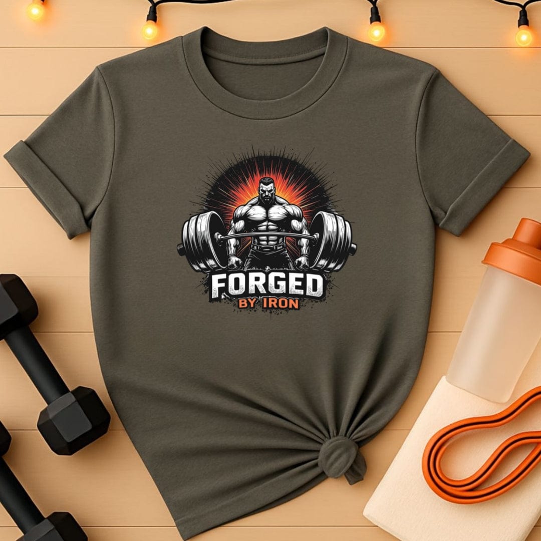 Forged by Iron Tee - Men's Powerlifting Motivational T-Shirt