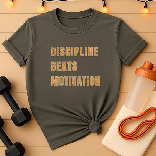 Discipline Beats Motivation T-Shirt – Motivational Gym Tee