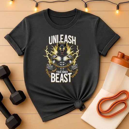 Unleash Your Inner Beast - Gold Chain Warewolf Editon Gym Tee