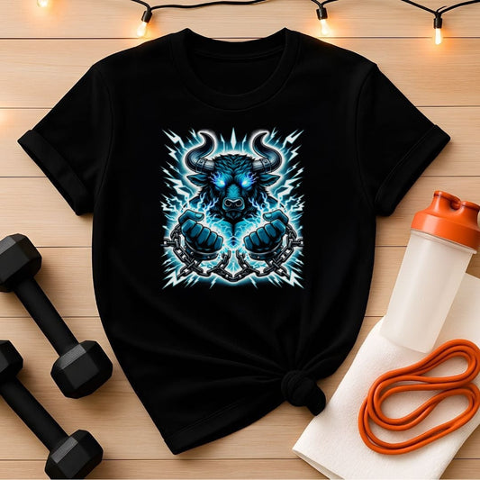 Power Restrained Gym T-Shirt - Chained Electric Minotaur