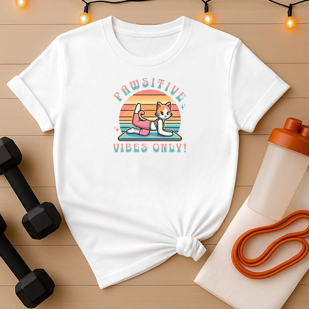 Pawsitive Vibes Only – Cute Animae Cat Gym Tee