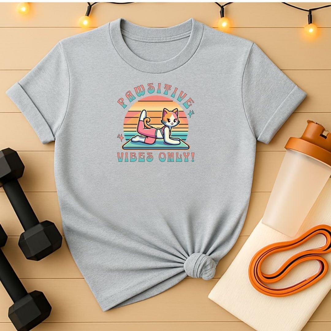 Pawsitive Vibes Only – Cute Animae Cat Gym Tee