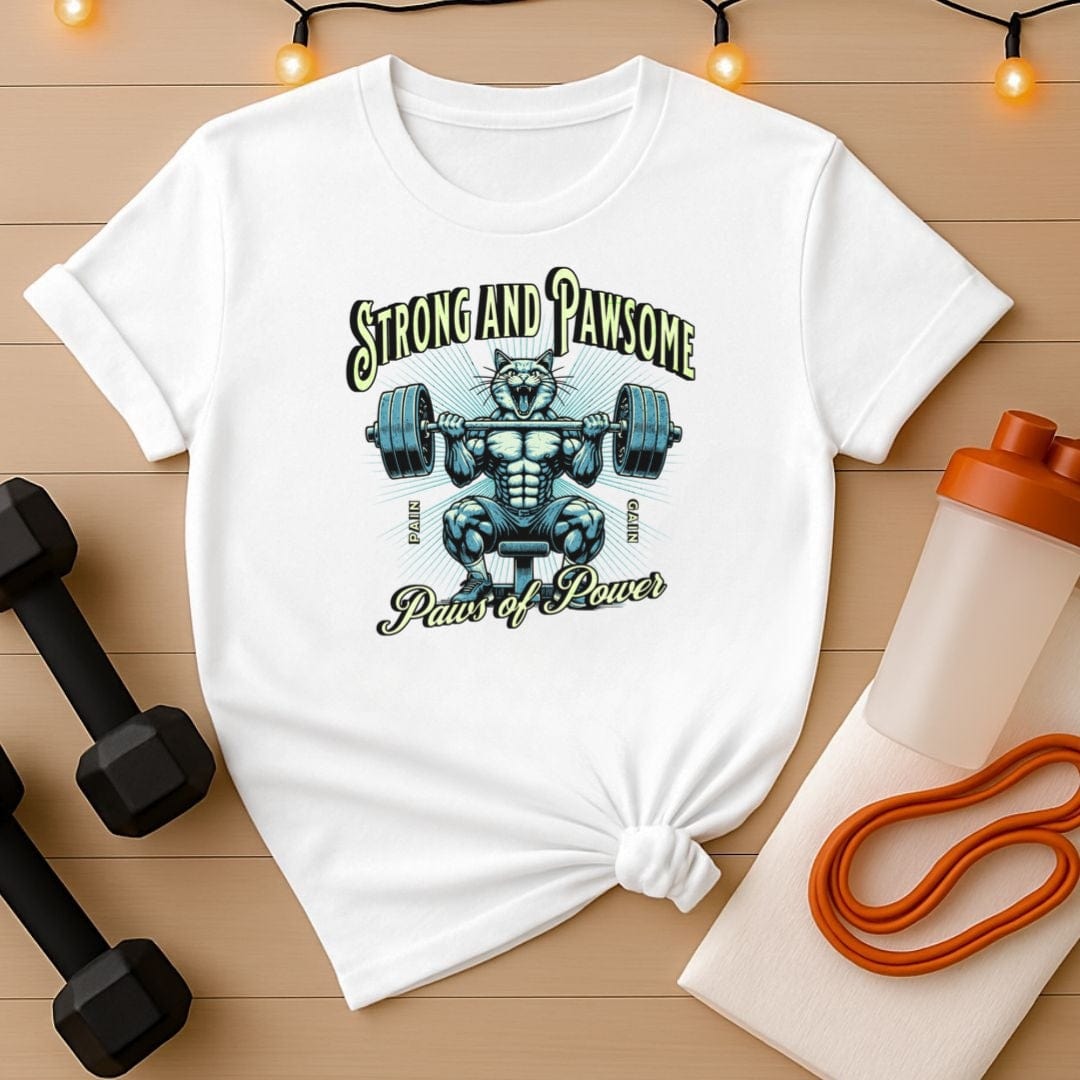 Strong & Pawsome Cat Lifting Tee