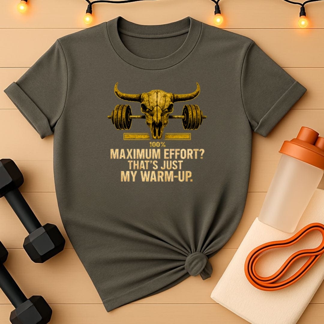 Fierce Bull Skull & Barbell Gym Shirt - Maximum Effort