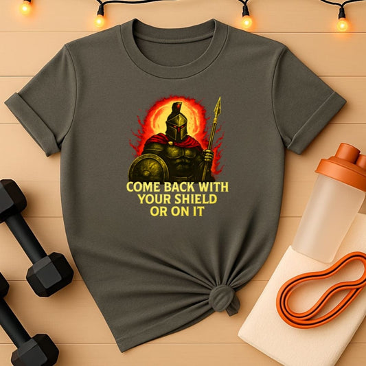 Spartan Warrior - Come Back With Your Shield (Flames) Gym Tee