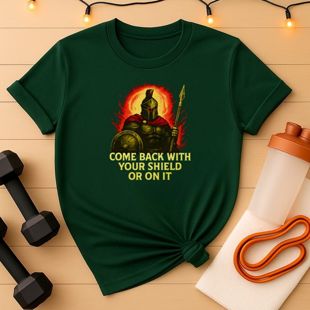 Spartan Warrior - Come Back With Your Shield (Flames) Gym Tee