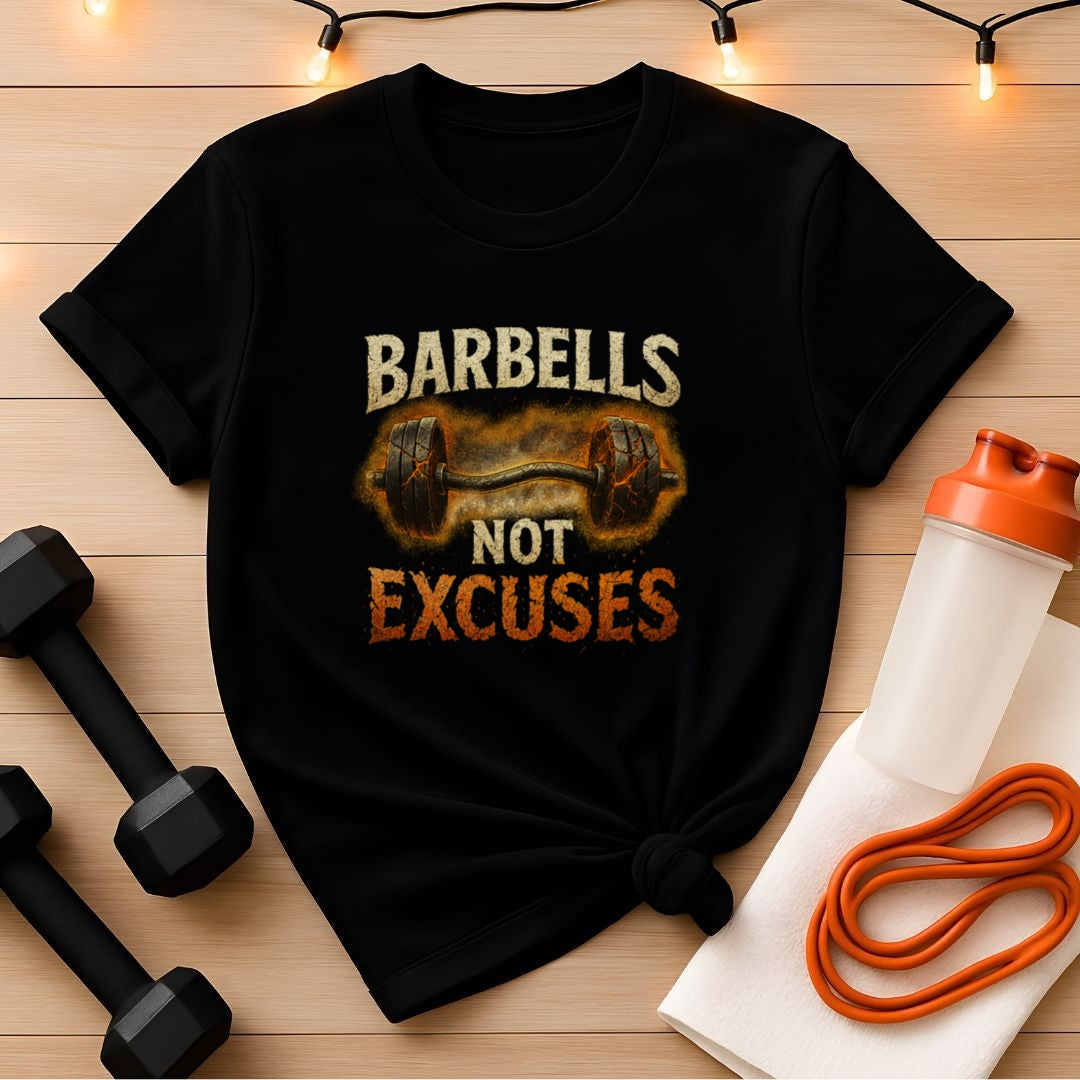 Barbells Not Excuses - Motivational Gym Shirt