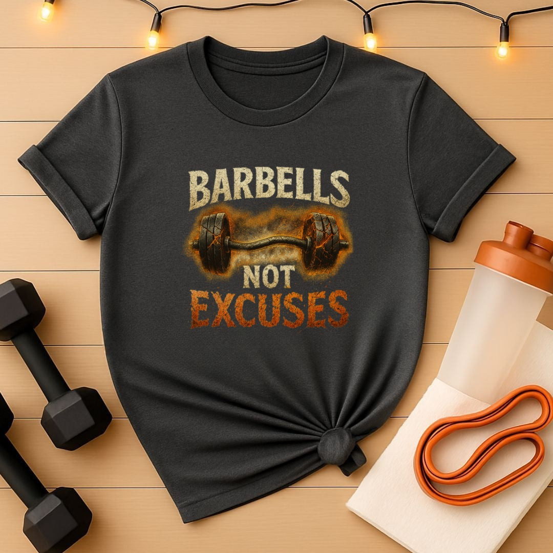 Barbells Not Excuses - Motivational Gym Shirt