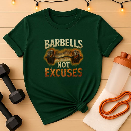 Barbells Not Excuses - Motivational Gym Shirt